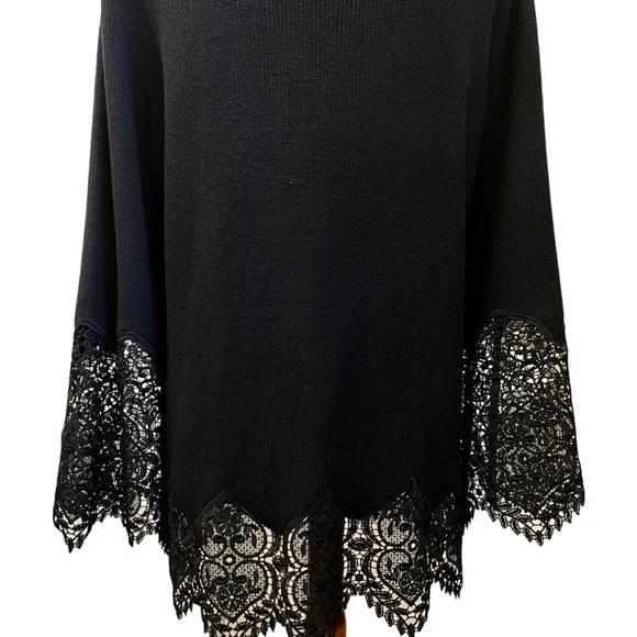 Chico's Black Size Large Lace Sleeve Pullover Sweater - Picture 5 of 8